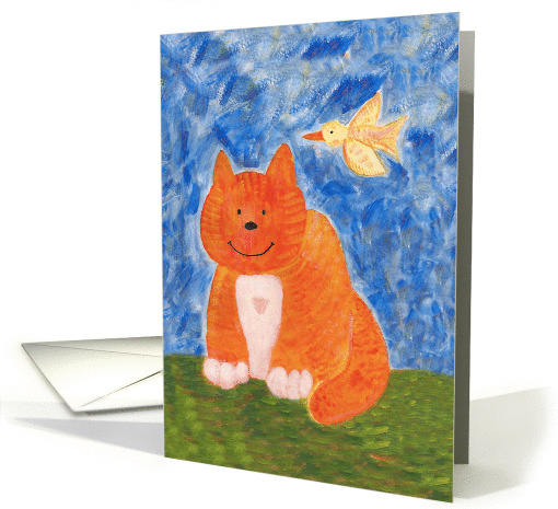 Cat and Bird Friendship/ Miss You card (695740)