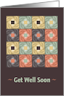 Classic Green And Brown Folk Art, Get Well Soon card