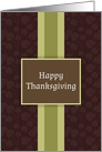 Happy Thanksgiving, Classic Brown And Green Pattern, Business Employee card