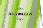 Happy Holidays, Vintage Green Stripes card