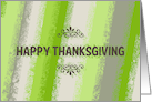 Happy Thanksgiving, Vintage Green Stripes card