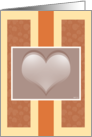 Classic Orange and Brown Heart, Blank Note Card