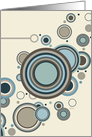 Retro Circles In Blue And Gray, Blank Note Card