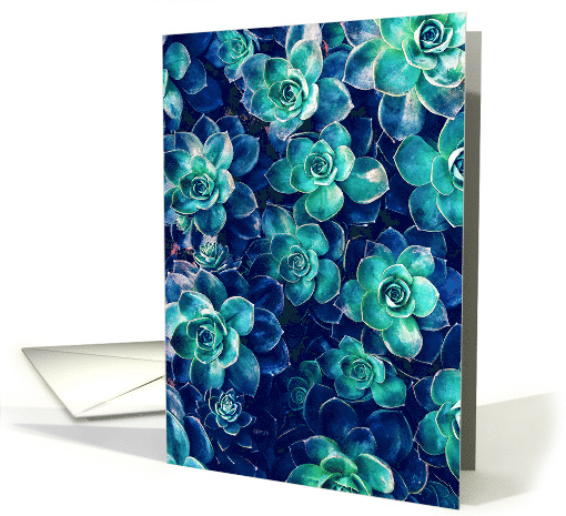 Hello To A Friend, Blue And Green Plants card (1428222)