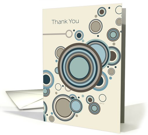 Thank You, Retro Circles in Blue & Gray card (934412)