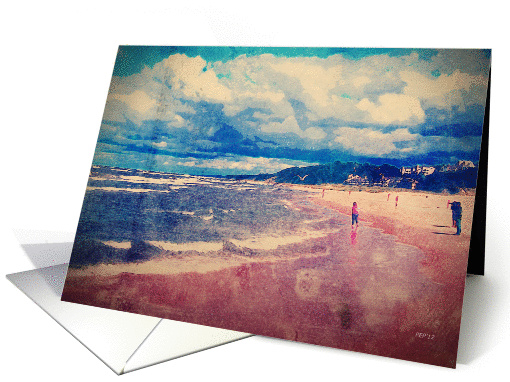A Summer Day At The Beach, Vintage Effect Thank You card (936919)
