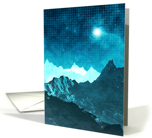 Blue Outer Space Mountains And Stars, Encouragement card (936920)