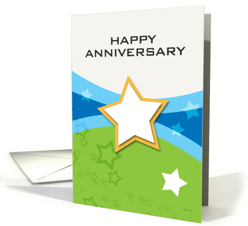 Happy Anniversary Card, Green And Blue Stars card (939421)