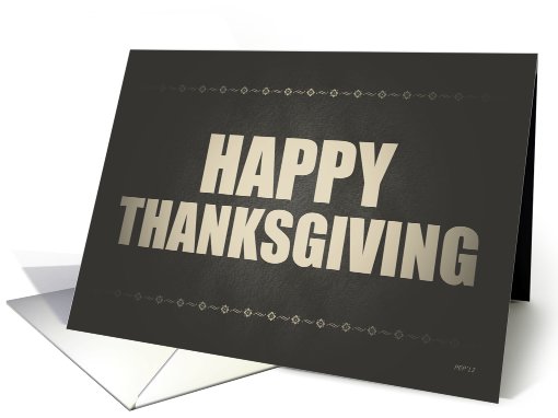 Black And White Ornate Flowers Happy Thanksgiving card (940393)