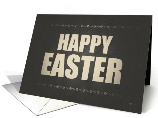 Black And White Ornate Flowers Happy Easter card (940394)