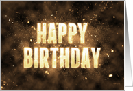 Happy Birthday, Glowing Yellow Letters card