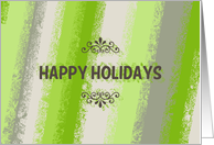 Happy Holidays, Vintage Green Stripes card