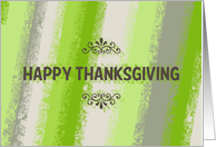 Happy Thanksgiving, Vintage Green Stripes card