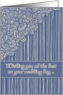 Wedding Day card, wishing you all the best, paisley, cream, blue card