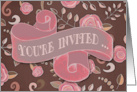 Surprise Bridal Shower Invitation with Vintage Fabric and Banner card
