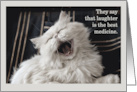 Get Well Soon Laughing Cat Photo Laughter is the Best Medicine card