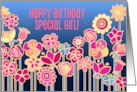 Happy Birthday Special Girl with Bright Colorful Flowers card