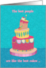 Happy Birthday for Her with Cute Colorful Crooked Cake Illustration card