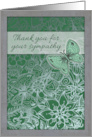 Thank You for Your Sympathy with Green Butterfly & Grey Floral Doodles card