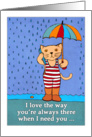 Thank you, you’re always there when I need you, cute cat, umbrella. card