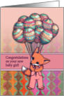 Congratulations on your new baby girl, cute fox with balloons. card