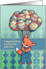 Congratulations on Your New Baby Boy with Cute Fox and Balloons card