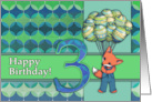 Happy Birthday for 3 Year Old Boy with Cute Fox and Balloons card