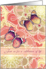 Celebration of life, memorial invitation, butterflies, flowers card