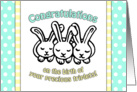 Congratulations on the birth of your triplets, cute bunny illustration card