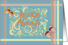 Rejoice Always - blank note card, pastels, butterflies, patterns card