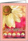 Congratulations on Your New Home with Daisy in Peach Pink and Gold card
