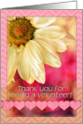 Thank you for being a volunteer! Golden daisy macro, pink, chevron card