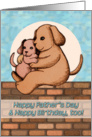 Happy Father’s Day Birthday! Cute dog and puppy illustration. card
