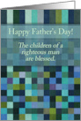 Christian Happy Father’s Day Scripture on Blue and Green Squares card