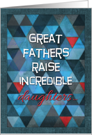 Happy Father’s Day, from daughter, humor, blue, red, triangle pattern card