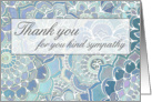 Thank you for your sympathy, blue, grey, hand drawn patterns card