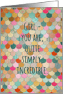 Happy Birthday Girl You’re Incredible with Pastel Fish Scale Pattern card