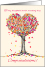 Congratulations to my daughter on her wedding day, heart tree drawing. card