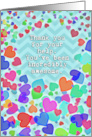 Thank You for Your Help with Rainbow Hearts & Light Blue Chevron card