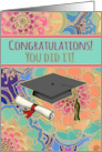 Congratulations on Graduation You Did It Cute Girly Doodle Pattern card