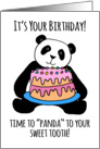 Cute Panda Birthday Card, cake, frosting, for your sweet tooth! card