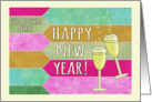 Happy New Year, to a special Niece! Champagne glasses, mint, purple. card