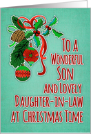 Merry Christmas to Son and Daughter-in-law with Holly & Baubles card