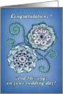 Congratulations, blessings on your wedding day! Blue floral design card