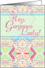 Happy Birthday Gorgeous Lady Moroccan Inspired Pastel Pattern card