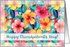 Happy Grandparent’s Day with Colorful Hibiscus Flowers and Stripes card