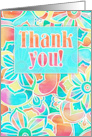 Thank You with Bright Colorful Tropical Watercolor Floral Pattern card