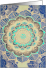 Blank Any Occasion Floral Tangle Doodle Mandala in Blue and Gold card