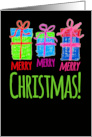 Merry Christmas Oil Pastel Illustration Bright Colorful Gift Boxes card