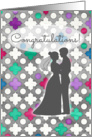 Congratulations on your wedding, bridal silhouette, moroccan pattern card